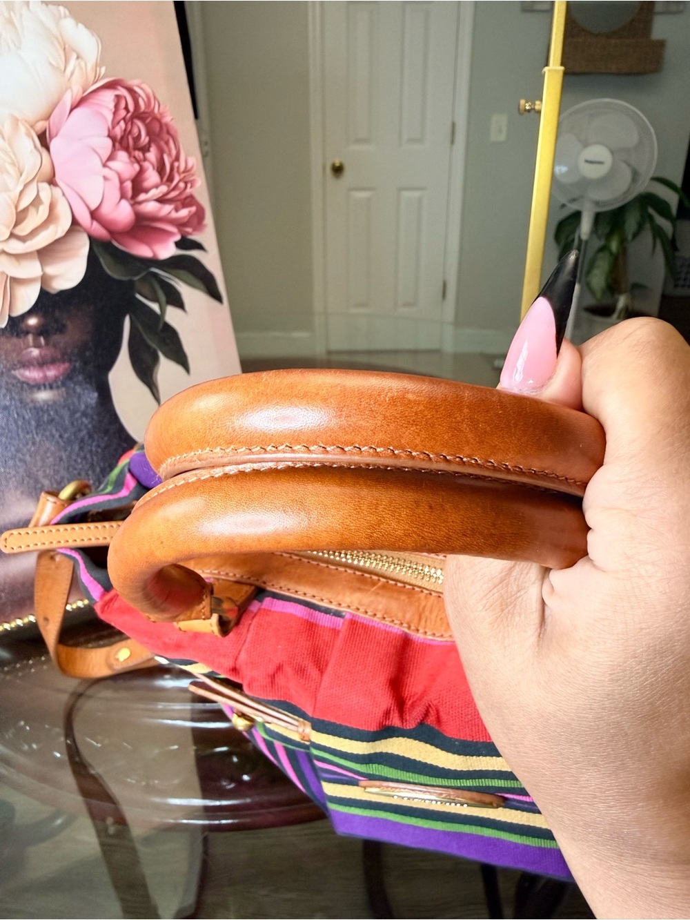 Brahmin vintage Multicolor Striped Shoulder Bag in Purple, Green & Tan - Picture 5 of 8
